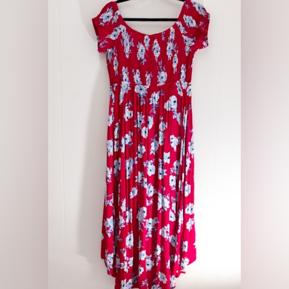 Torrid Pink High Low Dress with White Floral Pattern